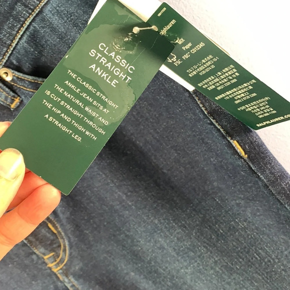 Laren Ralph Lauren gold red embroidered soutache cuff medium wash jeans size 12 - Picture 4 of 10